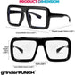 grinderPUNCH Thick Square Frame Clear Lens Glasses Eyeglasses Super Oversized Fashion and Costume
