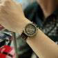 Vintage Bronze Roman Automatic Mechanical Men's Skeleton Brown Leather Strap Wrist Watch PMW362