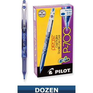 Pilot, Precise P-700 Gel Ink Rolling Ball Stick Pens, Fine Point 0.7 mm, Blue, Pack of 12