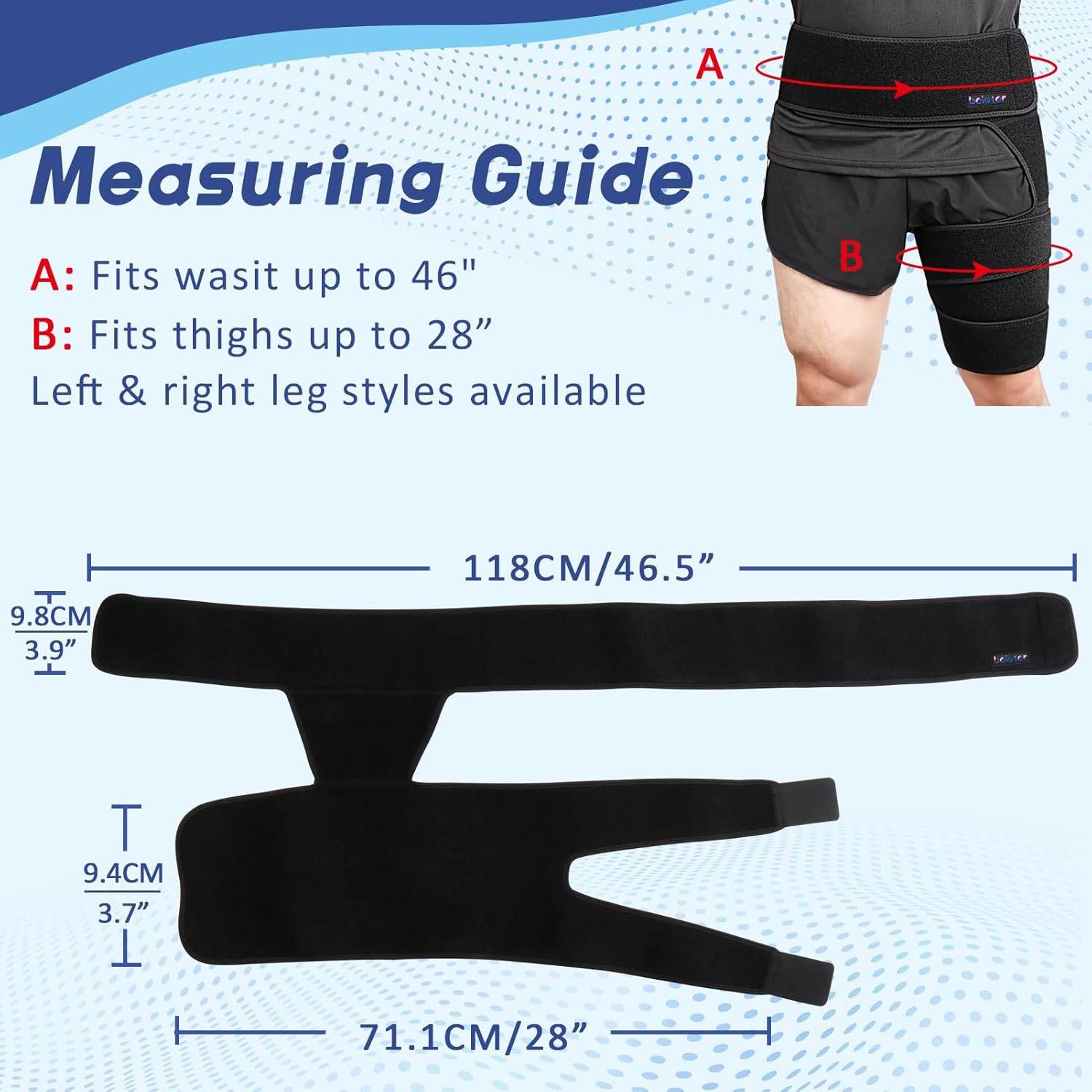 beister Men and Women Adjustable Hip Groin Stabilizer and Hip Brace for Sciatica Pain Relief, Thigh Leg Compression Support Wrap Sleeve for, Hip Joint Pain, Quad Hamstring Joints Recovery - My Store