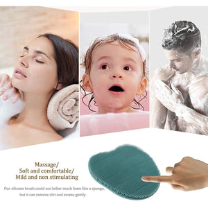 2 Pack Soft Silicone Shower Brush, Body & Face & Short Hair Wash, Bath Exfoliating Skin Massage Scrubber, Dry Skin Brushing Glove Loofah, Fit for Sensitive and All Kinds of Skin (PeonyPink+Green)