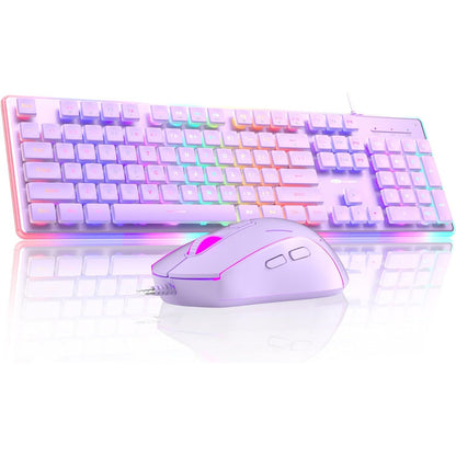 Camiysn Gaming Creamy Keyboard and Mouse, Black 104 Keys RGB and 6 Speed RGB Mouse Combo, Pudding Keycaps Silent Computer Keyboard for Computer/PC/Laptop/Mac/Windows/Office