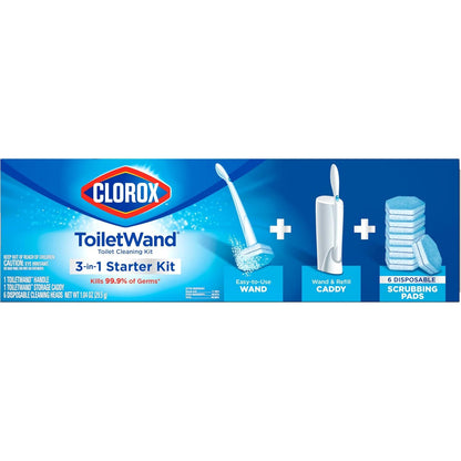 CLOROX Original Toilet Cleaning System, ToiletWand, Storage Caddy, 6 Refill Heads, Dorm Room Essentials