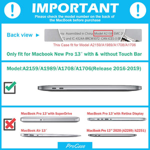 ProCase for MacBook Pro 13 2019/2018/2017/2016 A2159 A1989 A1706 A1708, Heavy Duty Hard Shell Protective Cover with Fold Kickstand with/Without Touch Bar -Grey