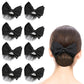 Beaupretty 2 Pieces Hair Snood Net Barrette Mesh Clip Elastic Butterfly Bun Bow Headdress for Lady Women Dance Office (Black)