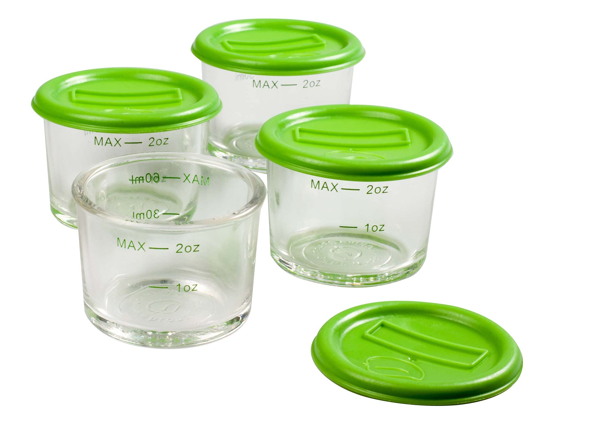 Buy now Glass Baby Food Storage Containers (4 Pk) - 2oz Jars in Stackable Storage Tray w Tight Interlocking Base- Dry-Erase Marker Labeling- Microwave Freezer Dishwasher Safe- Babyfood Breast Milk, Gift at indiglob india