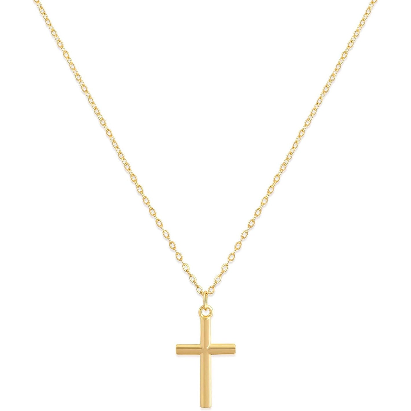 Valloey Rover Cross Pendant Chain Necklace,14K Gold Plated Dainty Cute Lucky Cross Tiny Pendant Necklaces for Women Men Jewelry Gifts
