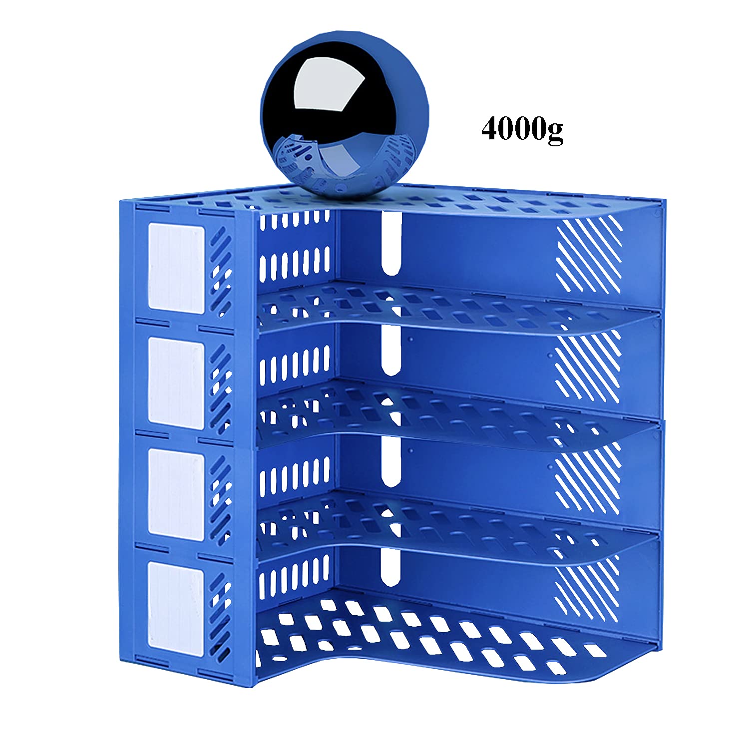 Buy now Sturdy Magazine File Book PP Holder Desk Organizer for Office Organization and Storage with Compartments Storage Organizer 4C Blue-Strip at indiglob india