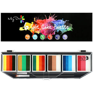 Maydear Face Painting Kit for Kids & Adults with 6 Colors Split Cake Palette, 2 Brushes, Safe & Non-Toxic Water Based Makeup Face Paint Kit