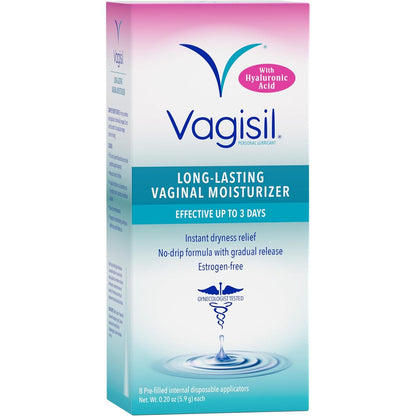 Vagisil Prohydrate Internal Vaginal Moisturizer, Gel & Lubricant for Women, Gynecologist Tested, 8 Count, Pack of 1 (8 Total Applicators)