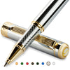 Scriveiner Black Lacquer Rollerball Pen - Stunning Luxury Pen, Real Gold Plating, Schmidt Ink Refill, Best Roller Ball Gift Set for Men & Women, Professional, Executive Office, Nice Pens - 10. Silver Chrome with Gold