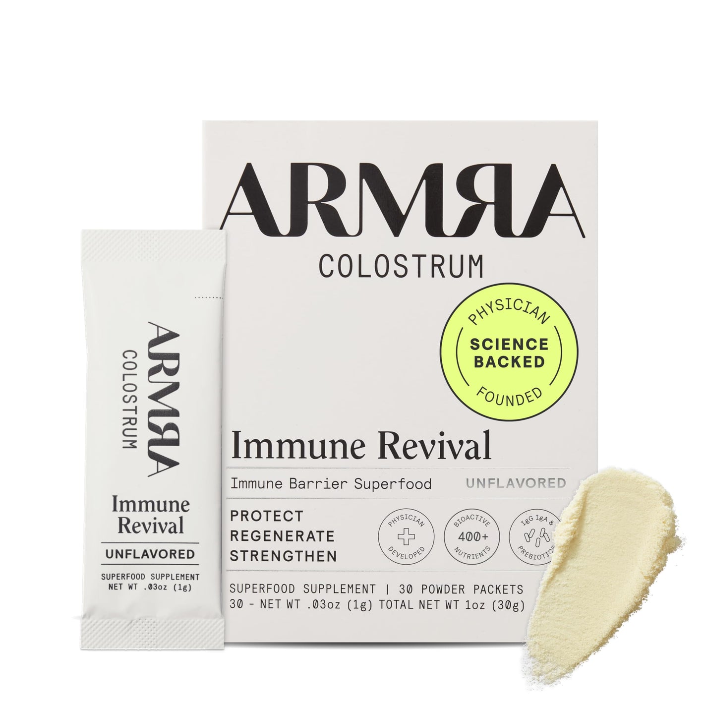 Buy now ARMRA Colostrum Powder | Unflavored | Gut Health & Bloating | Skin & Hair | Immunity | Keto, Gluten & Fat-Free | 30 Servings at indiglob india