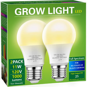 Buy now Grow Light Bulbs, Briignite LED Grow Light Bulb A19 Bulb, Full Spectrum Grow Light Bulb, Plant Light Bulbs E26 Base, 11W Grow Bulb 100W Equivalent, Grow Light for Indoor Plants, Seed Starting, 2Pack at indiglob india
