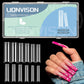 LIONVISON 504PCS No C Curve Clear Nail Tips for Acrylic Nails Professional, 3XL Extra Long Flat Tapered Square Nail Tips, 12 Sizes Half Cover Straight French Fake Nail Tips for Nail Salons Home