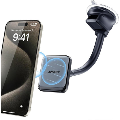 APPS2Car Magnetic Car Phone Holder Mount [6 Strong Magnets], Cell Phone Holder Car [Suction Cup], Phone Car Holder Mount [Windshield Dashboard] fit for Most Smartphones & Mini Tablets