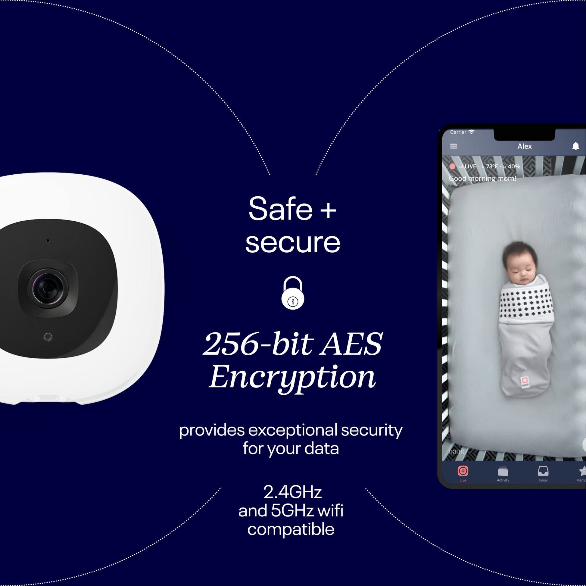 Buy now Nanit Pro Smart Baby Monitor & Wall Mount - 1080p Secure Wi-Fi Video Camera, Sensor-Free Sleep & Breathing Motion Tracker, 2-Way Audio, Sound & Motion Alerts, Night Vision, and Breathing Band - Black at indiglob india
