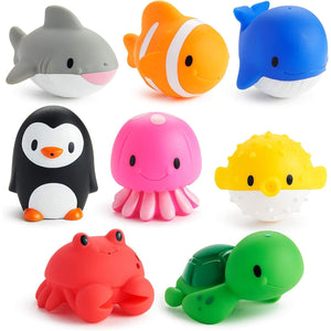 Munchkin Baby Bath Toy Squirts for Babies and Toddlers 9 Months and Up, Ocean Sea Animals Squirters, 8 Pack