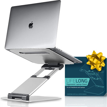 Lifelong Ergonomic Adjustable Laptop Stand for Desk - Height Up to 20" Portable Computer Laptop Riser Holder, Fits All MacBook Air & 10 15 17 Inches Laptops, Back to School Gift for Men & Women
