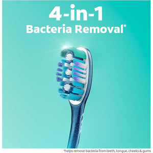 Colgate 360 Deep Clean Soft Toothbrush for 4 in 1 Bacterial Removal, Features Floss Tip Bristles and Tongue Cleaner, 4 Count