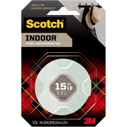 Scotch Mounting, Fastening & Surface Protection Permanent Clear Mounting Tape, holds up to 2 pounds, 1" x 60", 1 Roll, Model:4010