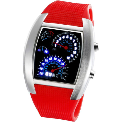 FANMIS Men's Digital Fashion Cobra LED Watches Silicone Iron Triangle Dial Sports Wrist Watch
