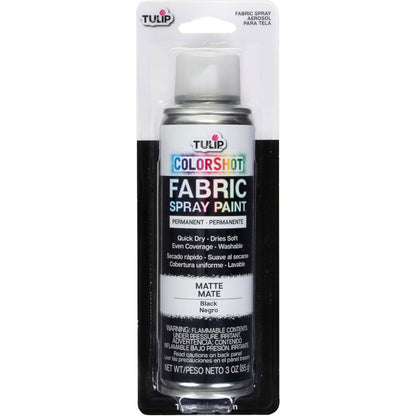 Tulip ColorShot Instant Fabric Spray Paint, Permanent Color Spray-On Fabric Paint, 3oz. Black