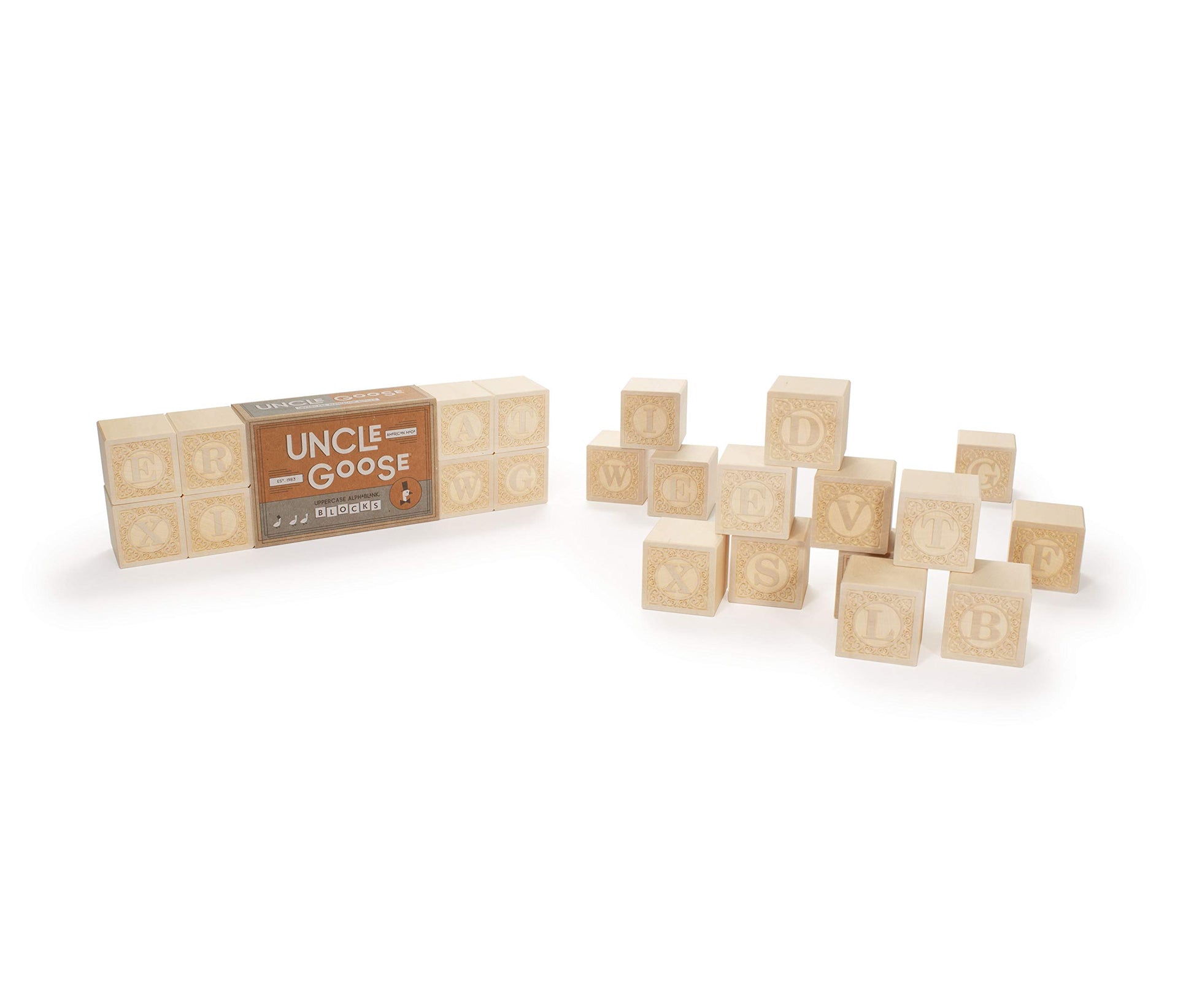 Buy now Uncle Goose Uppercase Alphablank Blocks - Made in The USA at indiglob india