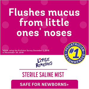 Little Remedies Sterile Baby Saline Nasal Mist, Safe for Newborns to Relieve Stuffy and Dry Noses, 3 Fl Oz, Pack of 3