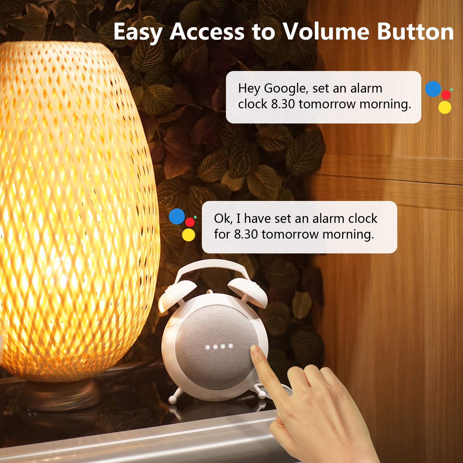 Buy now Google Home Mini Stand Holder, Retro Alarm Clock Stand Mount Base Protective Case Compatible with Google Home Mini and Nest Mini (White) at indiglob india