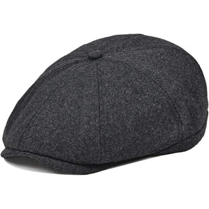 VOBOOM Men Wool Blend 8 Panel Newsboy Cap Herringbone Cabbie Flat Tweed Hat