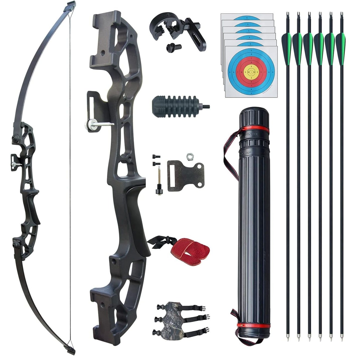 D&Q Archery 50" Takedown Bow and Arrows Set for Adults 30lb 40lb Metal Riser Right Hand Longbow Kit for Beginner to Intermediate Hunting Target