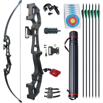 D&Q Archery 50" Takedown Bow and Arrows Set for Adults 30lb 40lb Metal Riser Right Hand Longbow Kit for Beginner to Intermediate Hunting Target
