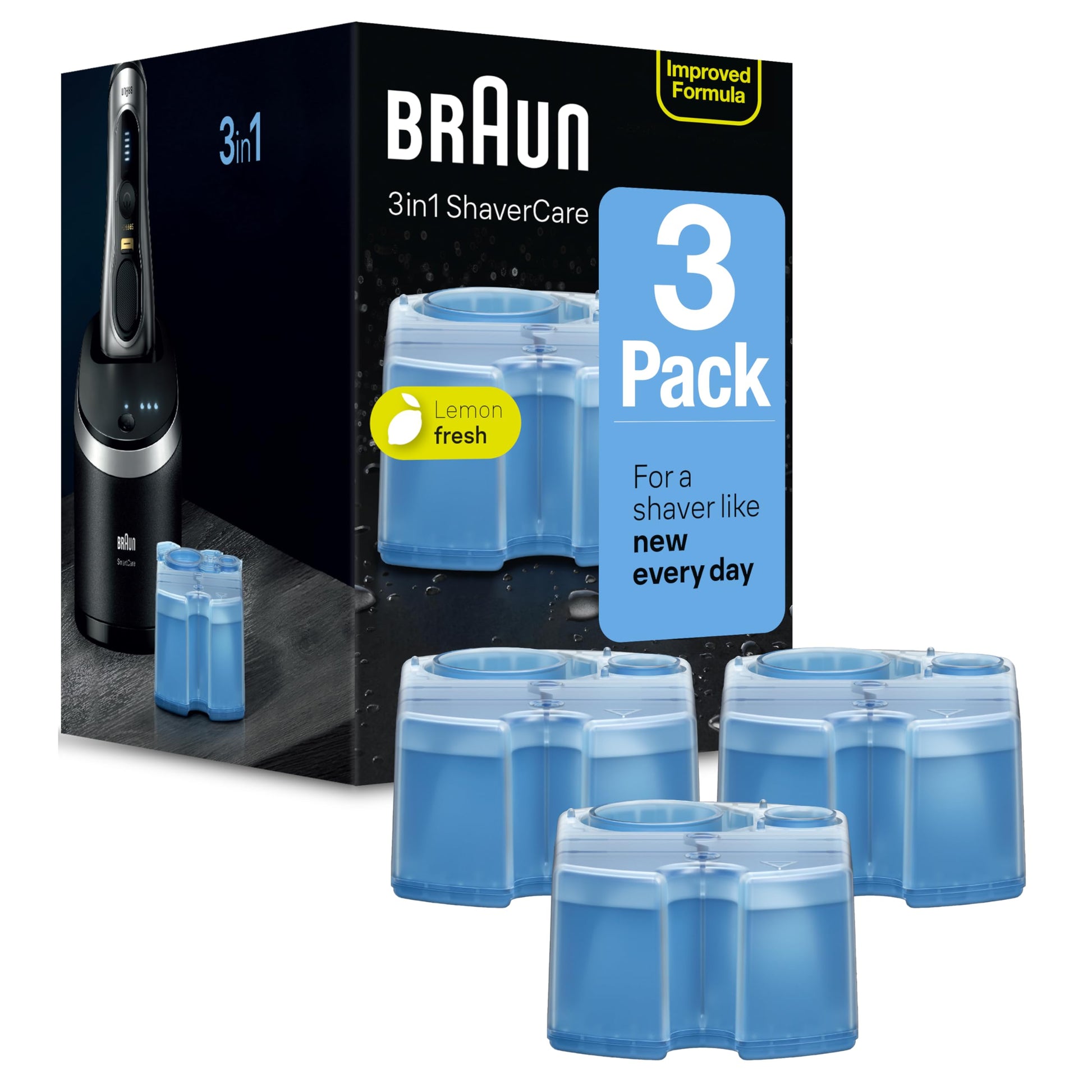 Buy now Braun Clean & Renew Refill Cartridges CCR, Replacement Shaver Cleaner Liquid Solution for Clean&Charge System, Pack of 4 Lemon 3 Cartridges (17.1 Fl Oz) at indiglob india
