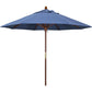 California Umbrella 9' Round Hardwood Frame Market Umbrella, Stainless Steel Hardware, Push Open, Navy Blue Olefin