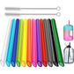 ALINK 12 PCS Reusable Boba Straws, 10.5 Long x 0.51 Wide Colored Plastic Smoothie Straws for Bubble Tea, Tapioca Pearls with 2 Cleaning Brush - Pointed Design