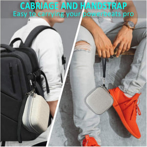Compatible with Powerbeats pro Case Cover, Hard Travel Protective Carrying Storage Cover Case Nylon Accessories Bag Women Men with Lanyard + Carabiner Compatible with Power Beats Pro