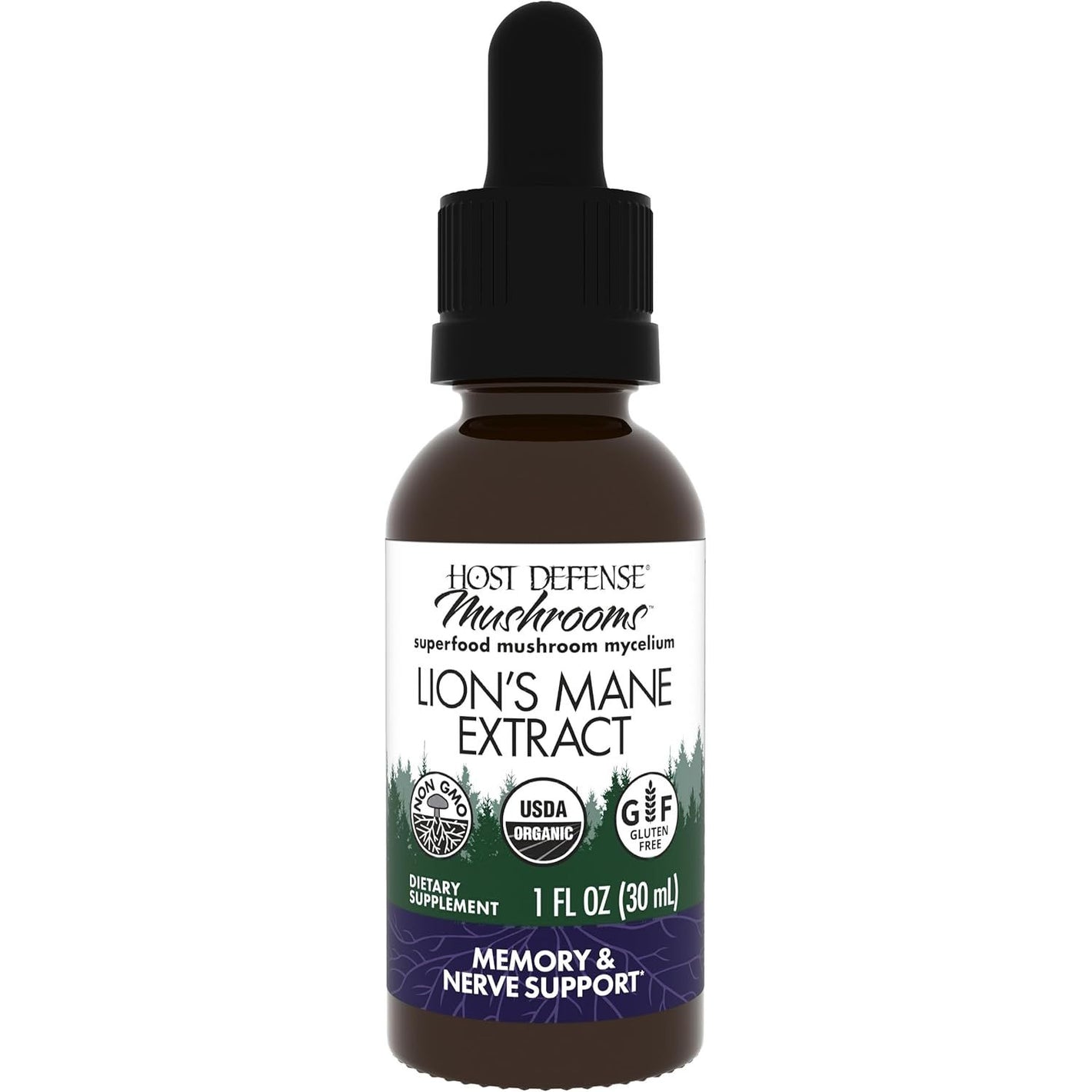 Host Defense Mushrooms Lion's Mane Extract - Lion's Mane Liquid Supplement for Brain Health - Mushroom Support for Focus & Memory Function - Immune & Nervous System Support - 1 fl oz (30 Servings)*
