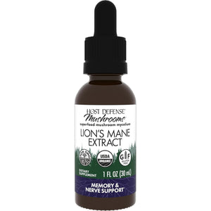 Host Defense Mushrooms Lion's Mane Extract - Lion's Mane Liquid Supplement for Brain Health - Mushroom Support for Focus & Memory Function - Immune & Nervous System Support - 1 fl oz (30 Servings)*