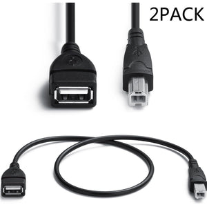 AMUU 2 Pack USB 2.0 Cables A Female to USB B Male Cable for Printer,Length is 20 Inches,A/F to B/M,Type-A F to M Extender Connection