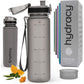 Hydracy Water Bottle with Time Marker -Large BPA Free Water Bottle & No Sweat Sleeve -Leak Proof Gym Bottle with Fruit Infuser Strainer & Times to Drink -Ideal for Fitness Sports & Outdoors