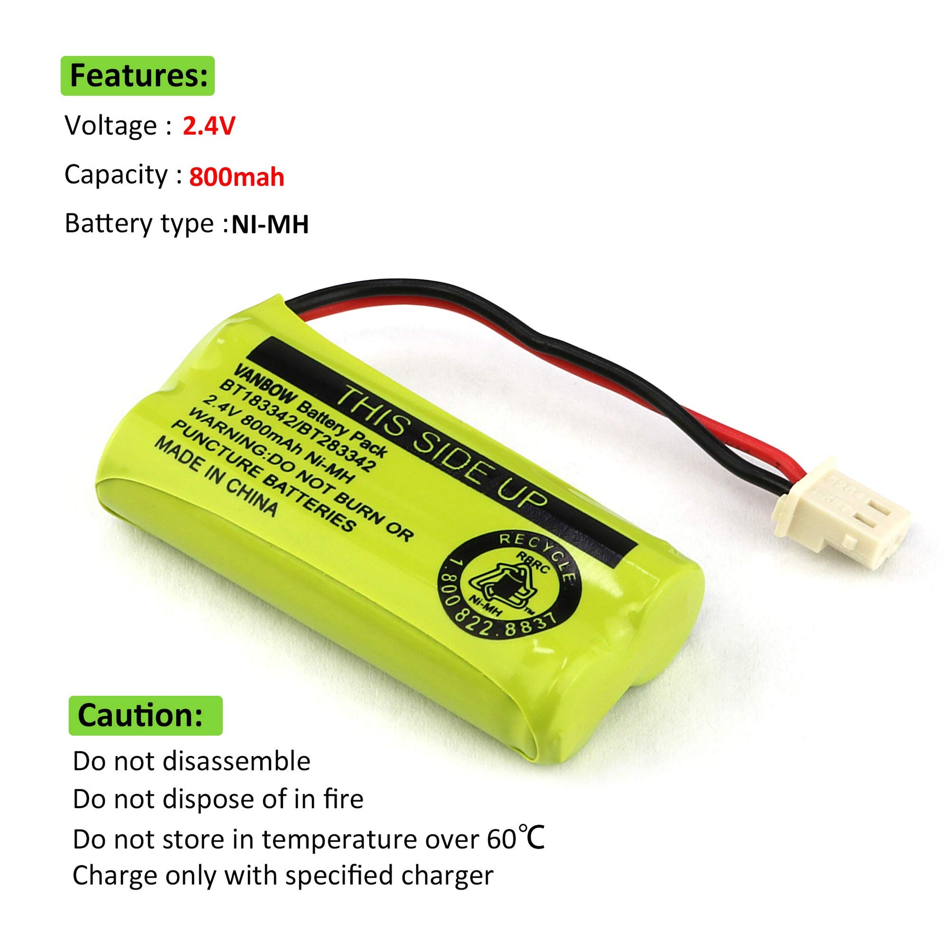 Buy now BT183342/BT283342 2.4V 800mAh Ni-MH Battery Pack, Compatible with AT&T VTech Cordless Phone Batteries BT166342/BT266342 BT162342/BT262342 CS6709 CS6609 CS6509 CS6409 EL52100 EL50003 (Pack 2) at indiglob india