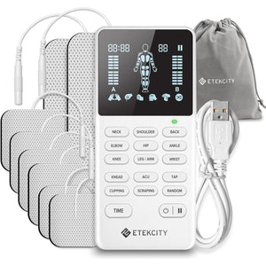 Etekcity 4-Channel Rechargeable TENS Unit – Muscle Stimulator for Drug-Free Pain Relief, After-Exercise Relaxation, Physical Therapy, 8 Electrode Pads, Back, Neck, Shoulder, Sciatica, Period Cramps