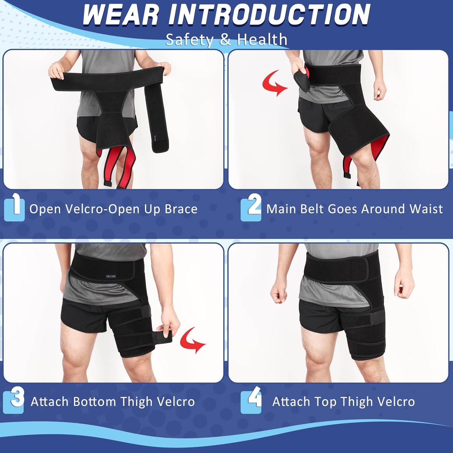 beister Men and Women Adjustable Hip Groin Stabilizer and Hip Brace for Sciatica Pain Relief, Thigh Leg Compression Support Wrap Sleeve for, Hip Joint Pain, Quad Hamstring Joints Recovery - My Store