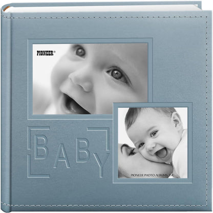 Pioneer Photo Albums DA-200COLB/B 200-Pocket Embossed Baby Leatherette Frame Cover Album for 4 by 6-Inch Prints, Blue