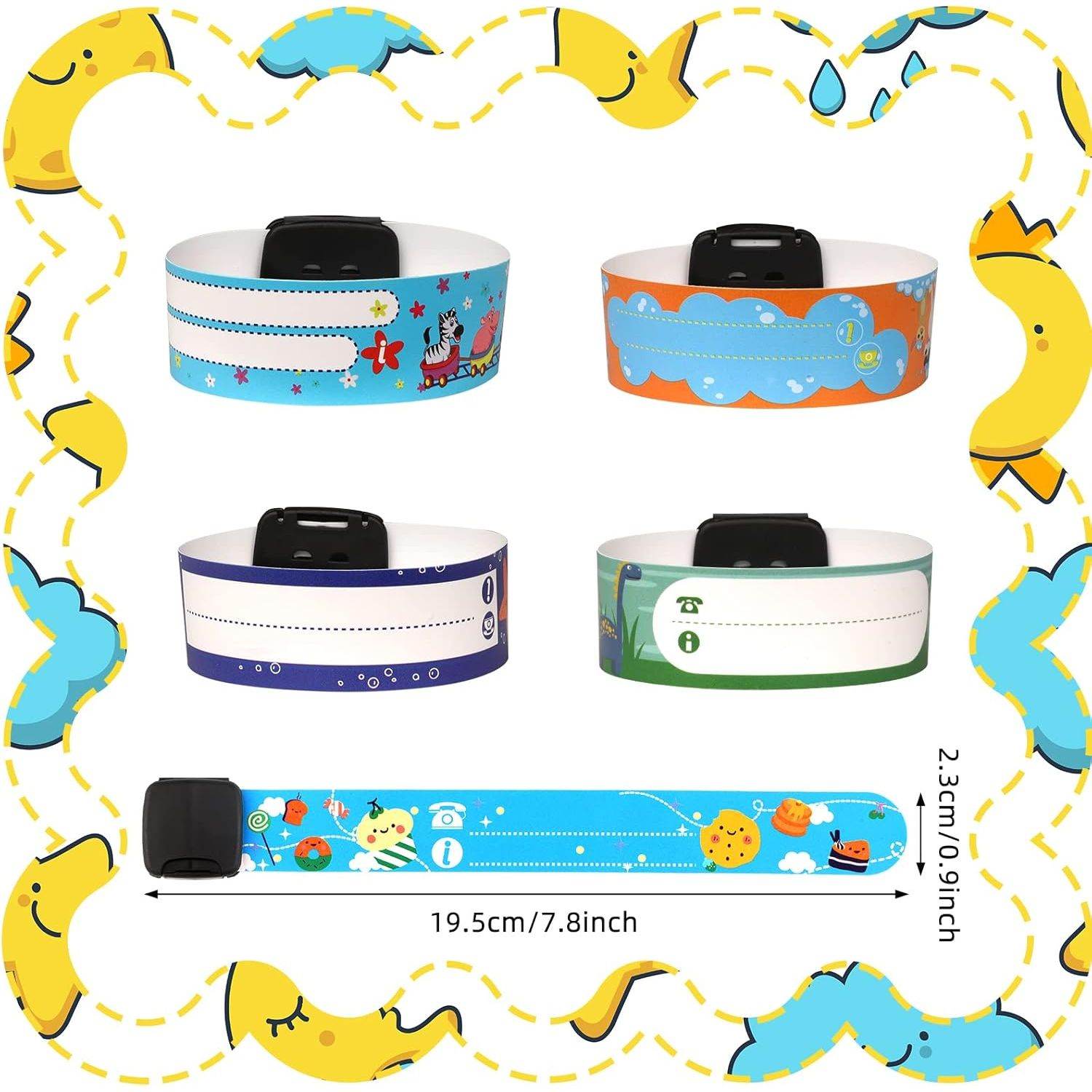 14 Pieces Children Safety ID Wristband Reusable Identification Bracelets Waterproof ID Band Safety Wristband for Boys and Girls (Delicate Style) - My Store