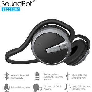 Soundbot SB221 HD Wireless Bluetooth 4.0 Sports-Active Headphones for 20Hrs Music Streaming & 25Hrs HandsFree Calling with Sweat Resistant Ergonomic Secure-Fit Design & Voice Command Support, Black