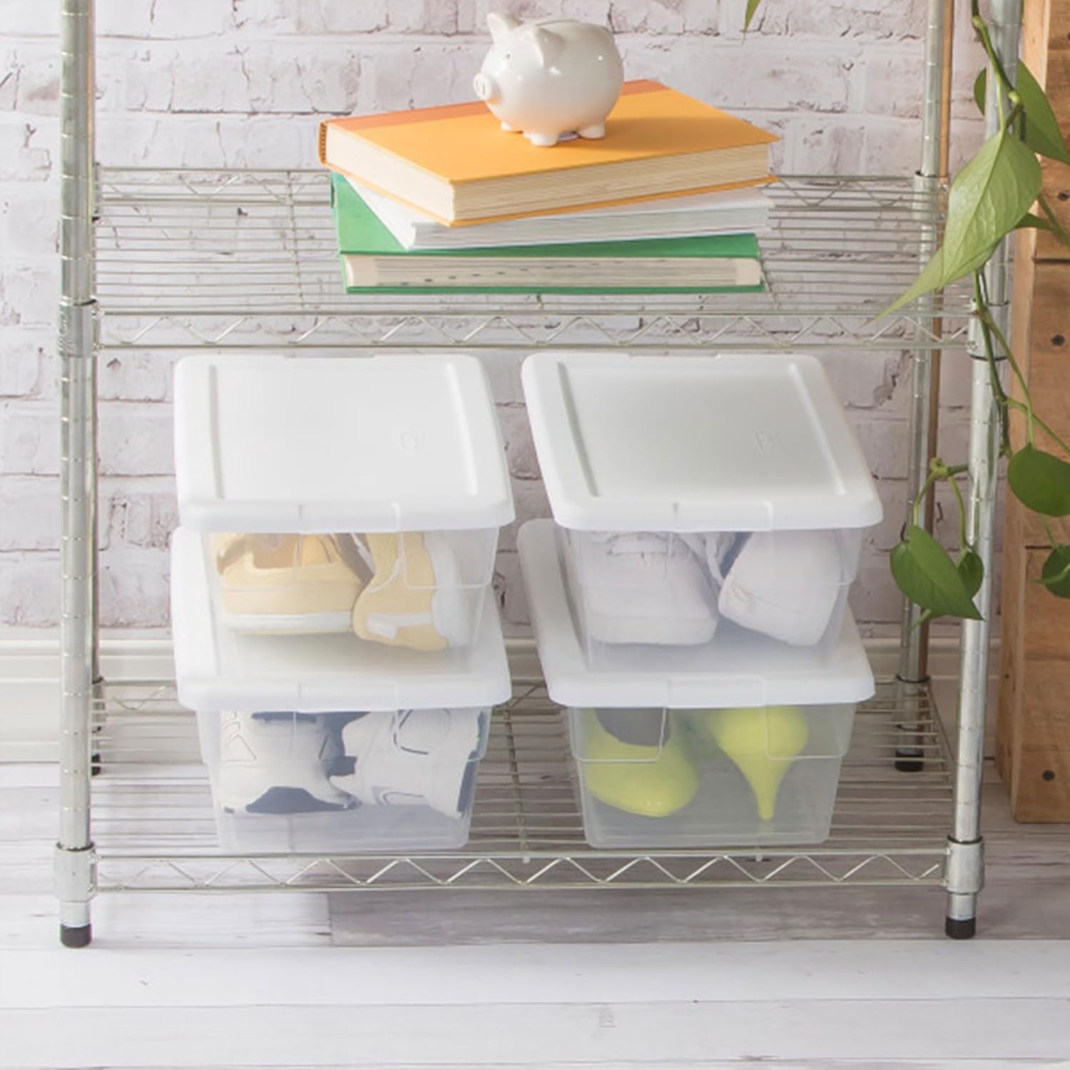 Buy now Sterilite 24-Pack 6 Quart Storage Box, Stackable Clear Plastic Bins with Snap-On Lids - Heavy-Duty Organizing Containers for Closet, Bathroom, and Office at indiglob india