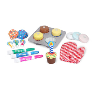 Buy now Melissa & Doug Bake & Decorate Wooden Cupcake Kit, with Play Food, Toppings & Play Kitchen Accessories, Preschool Learning Toys for Girls & Boys 3+ at indiglob india