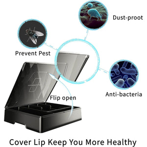 Double Layer Silverware Tray with Lid, Drawer Organizer for Utensil Tray, Cutlery Storage Holder with Cover, Black