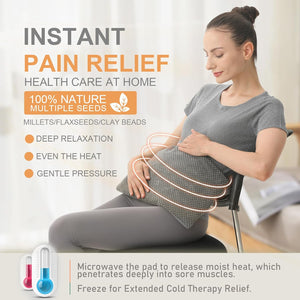 UNCN Wide Microwave Heating pad with Washable Cover 9.5 x 16in Microwavable Hot Pad for Neck Shoulder, Cramps, Back Cordless Warm Compress Weighted Moist Heat Pack for Aches, Unscented